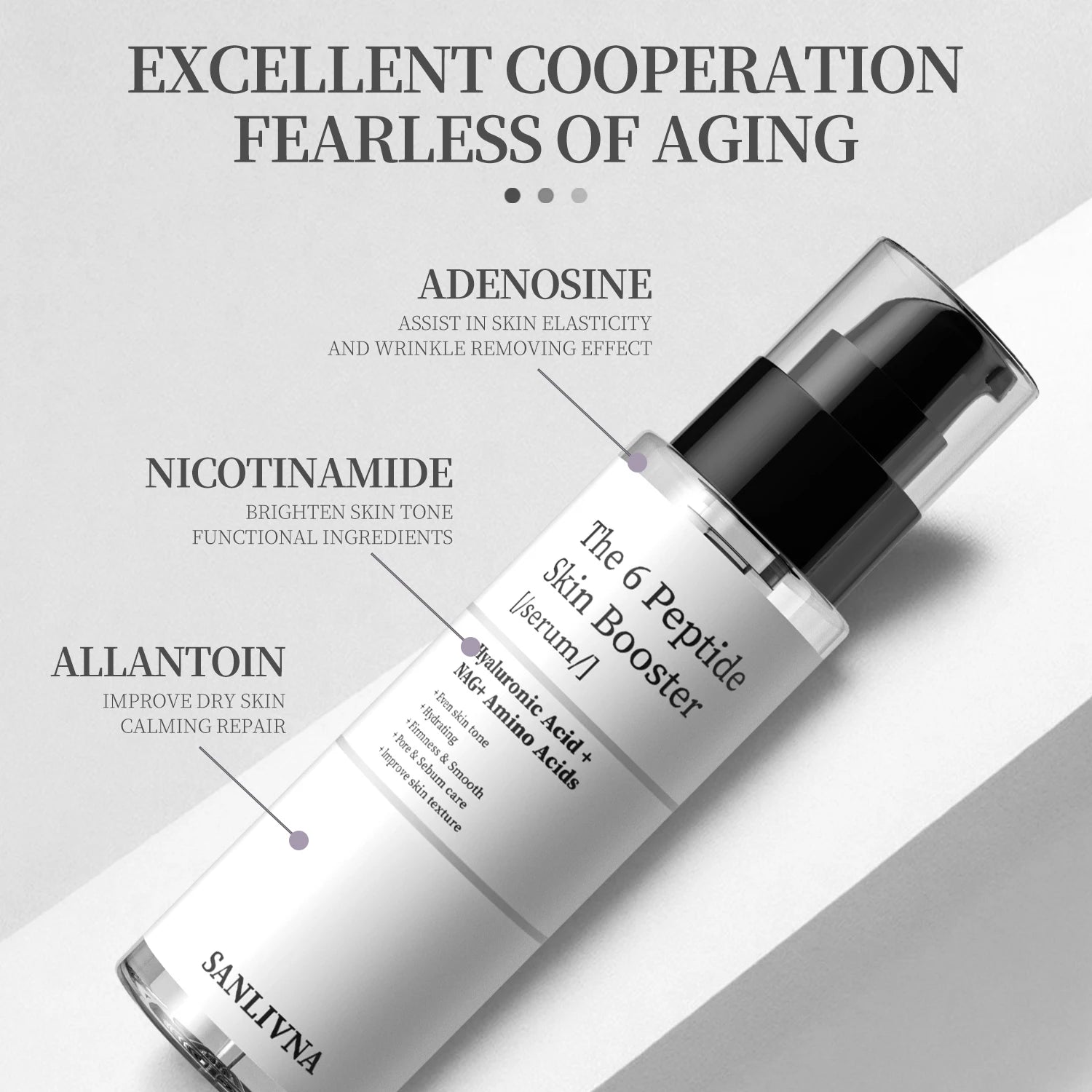 6 Peptide Skin Collagen Serum, Face Niacinamide and Hyaluronic Acid Moisturizing Face Serum for All Skin Types