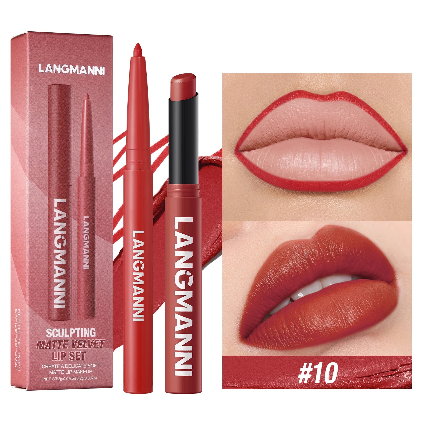 Langmanni waterproof lipliner+lipstick