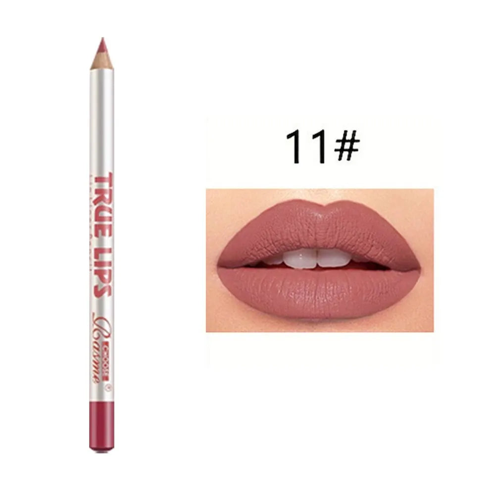 12 Colors Waterproof Matte Lipliner Pencil Red Contour Tint Lipstick Long Lasting Non-stick Cup Moisturising Lips Makeup