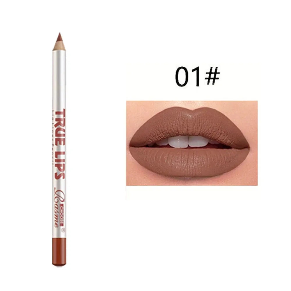 12 Colors Waterproof Matte Lipliner Pencil Red Contour Tint Lipstick Long Lasting Non-stick Cup Moisturising Lips Makeup