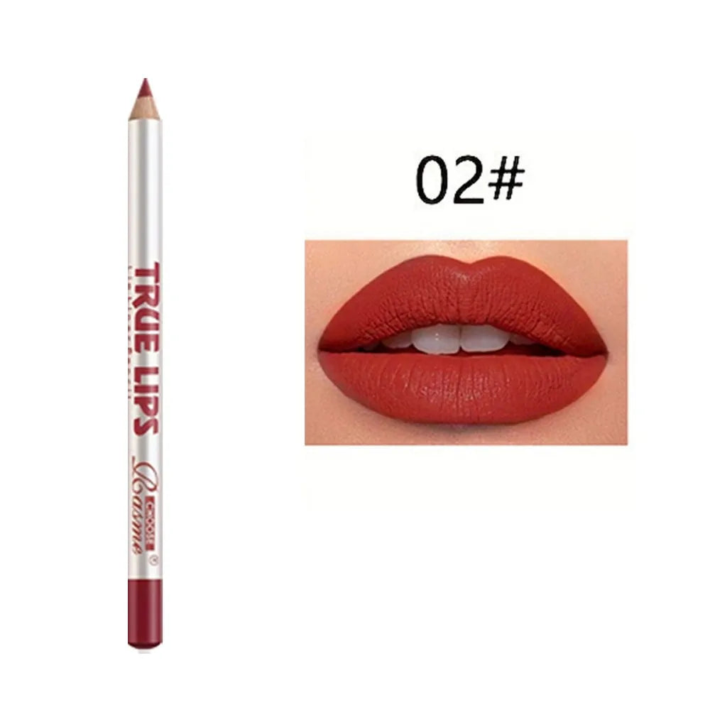 12 Colors Waterproof Matte Lipliner Pencil Red Contour Tint Lipstick Long Lasting Non-stick Cup Moisturising Lips Makeup
