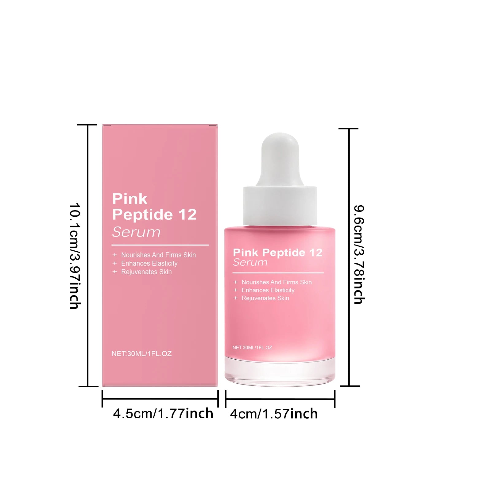 Pink Peptide 12 Serum Lifting Firming Hydrating Glowing Smooth Skin Tone Brightening Elasticity Skincare Face Serum