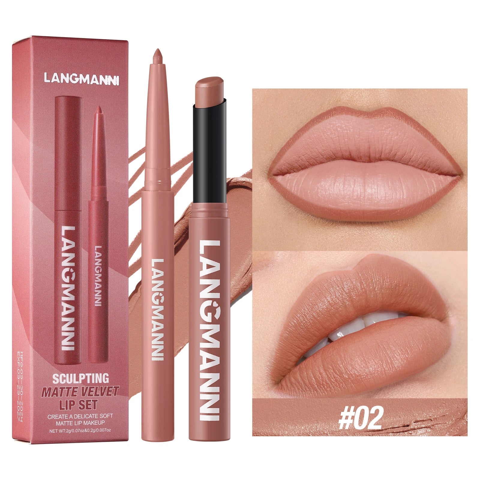 Langmanni waterproof lipliner+lipstick