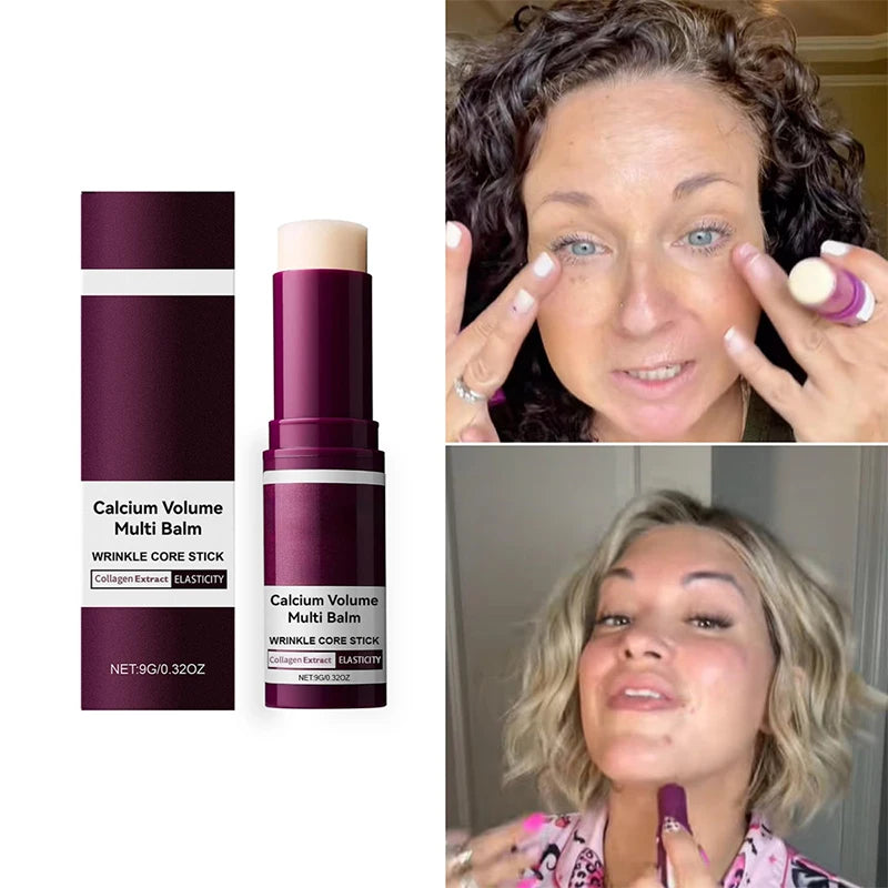 Korean Calcium Volume Multi Balm Stick, Collagen Anti-wrinkle Face & Eye Cream, Deep Moisturizing Pre-makeup Primer Skincare