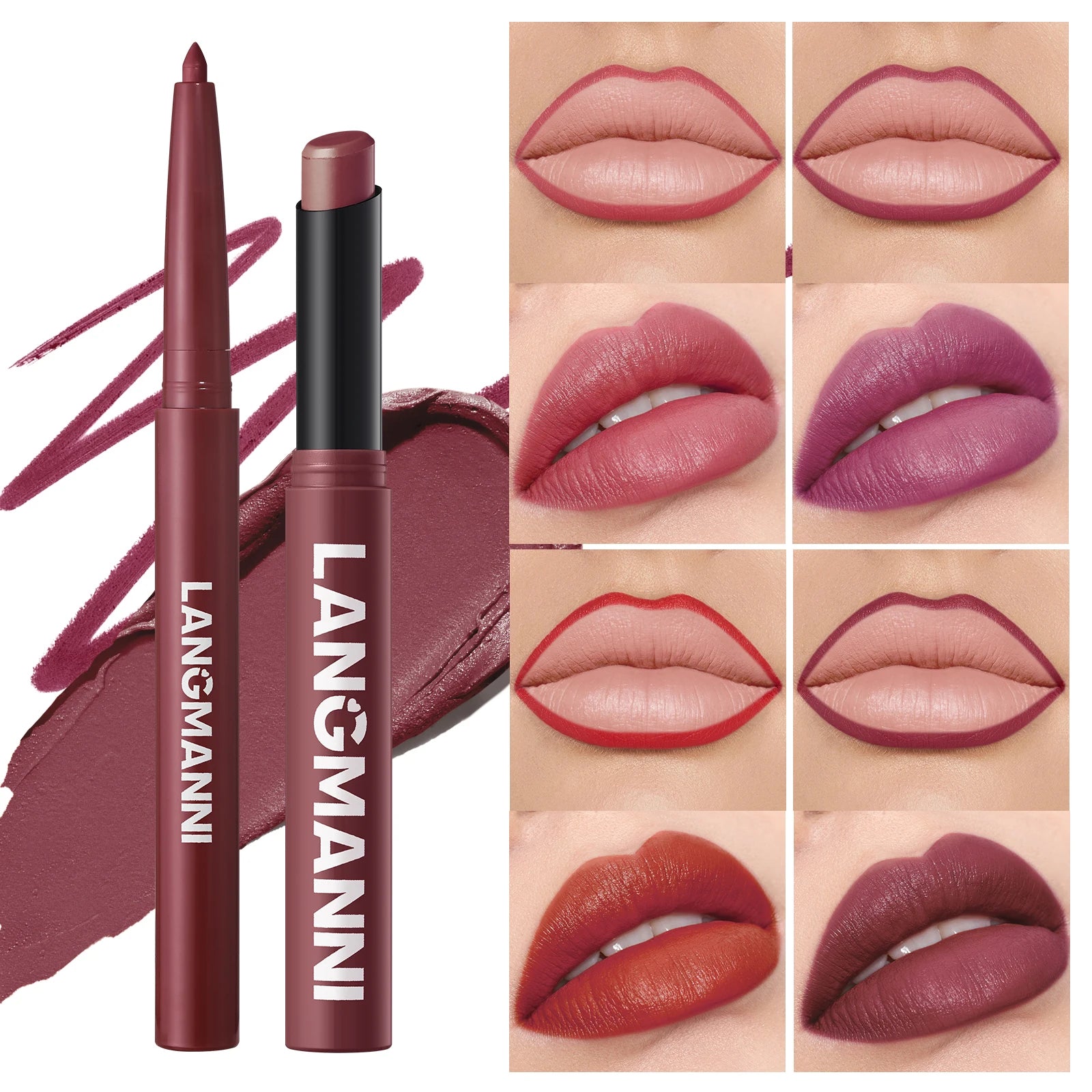 Langmanni waterproof lipliner+lipstick