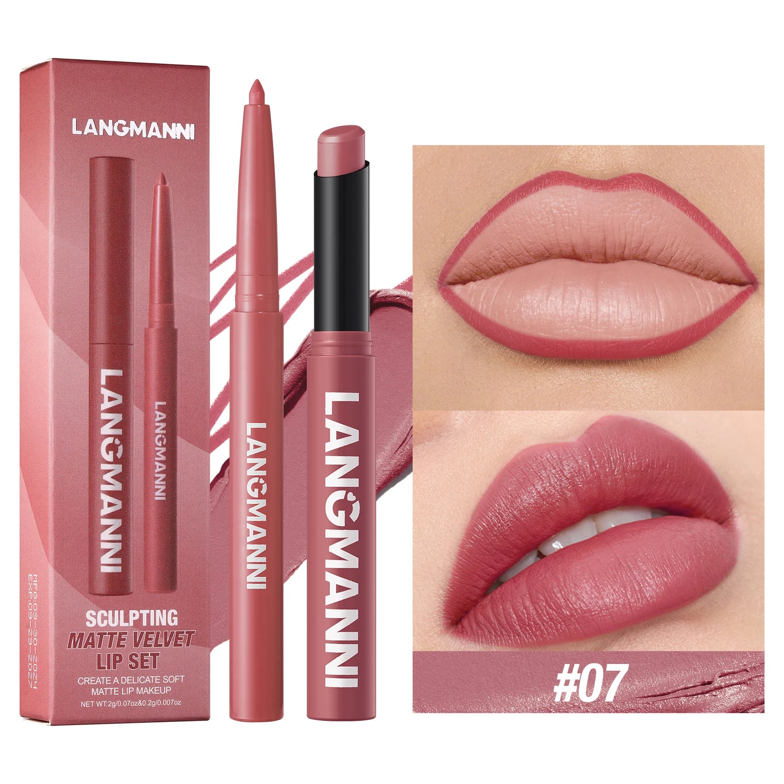 Langmanni waterproof lipliner+lipstick