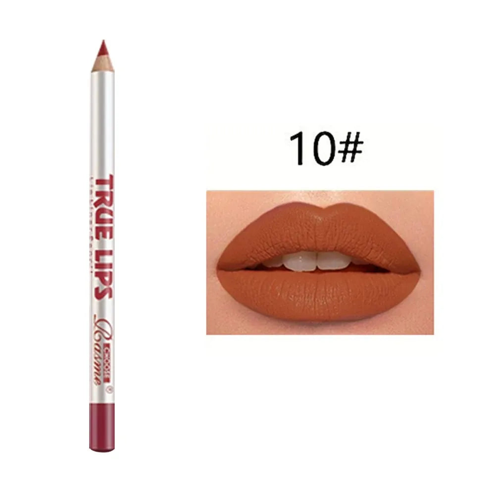 12 Colors Waterproof Matte Lipliner Pencil Red Contour Tint Lipstick Long Lasting Non-stick Cup Moisturising Lips Makeup