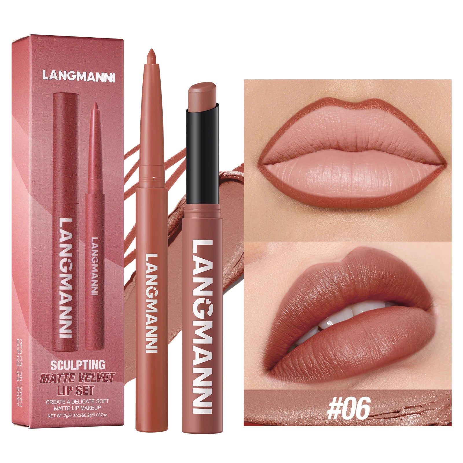 Langmanni waterproof lipliner+lipstick
