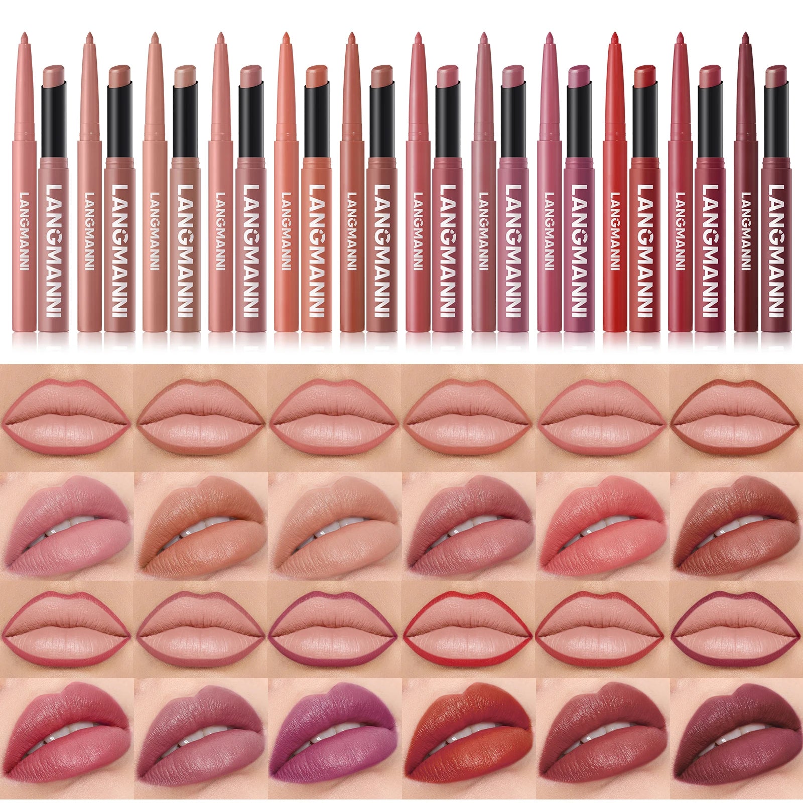 Langmanni waterproof lipliner+lipstick