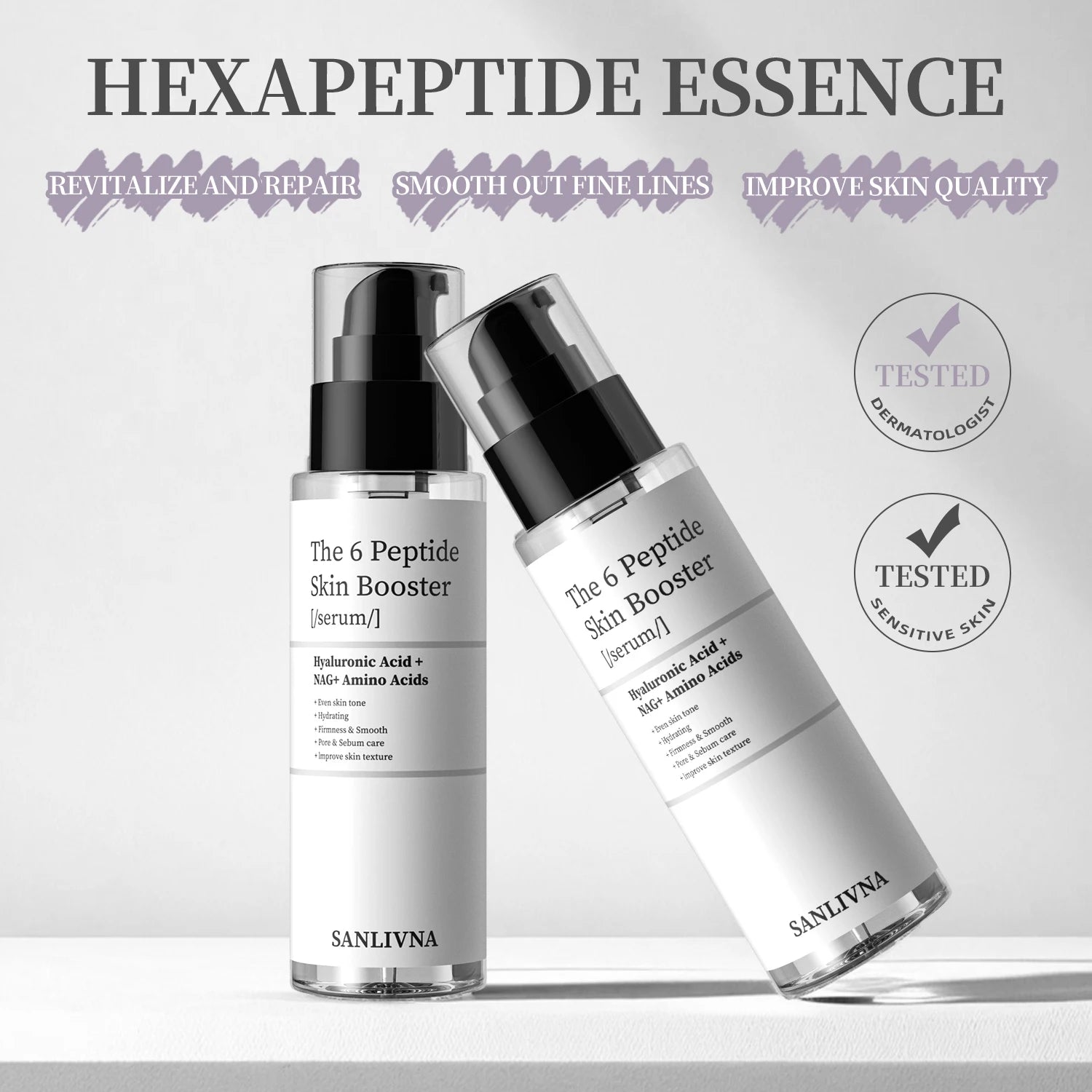 6 Peptide Skin Collagen Serum, Face Niacinamide and Hyaluronic Acid Moisturizing Face Serum for All Skin Types