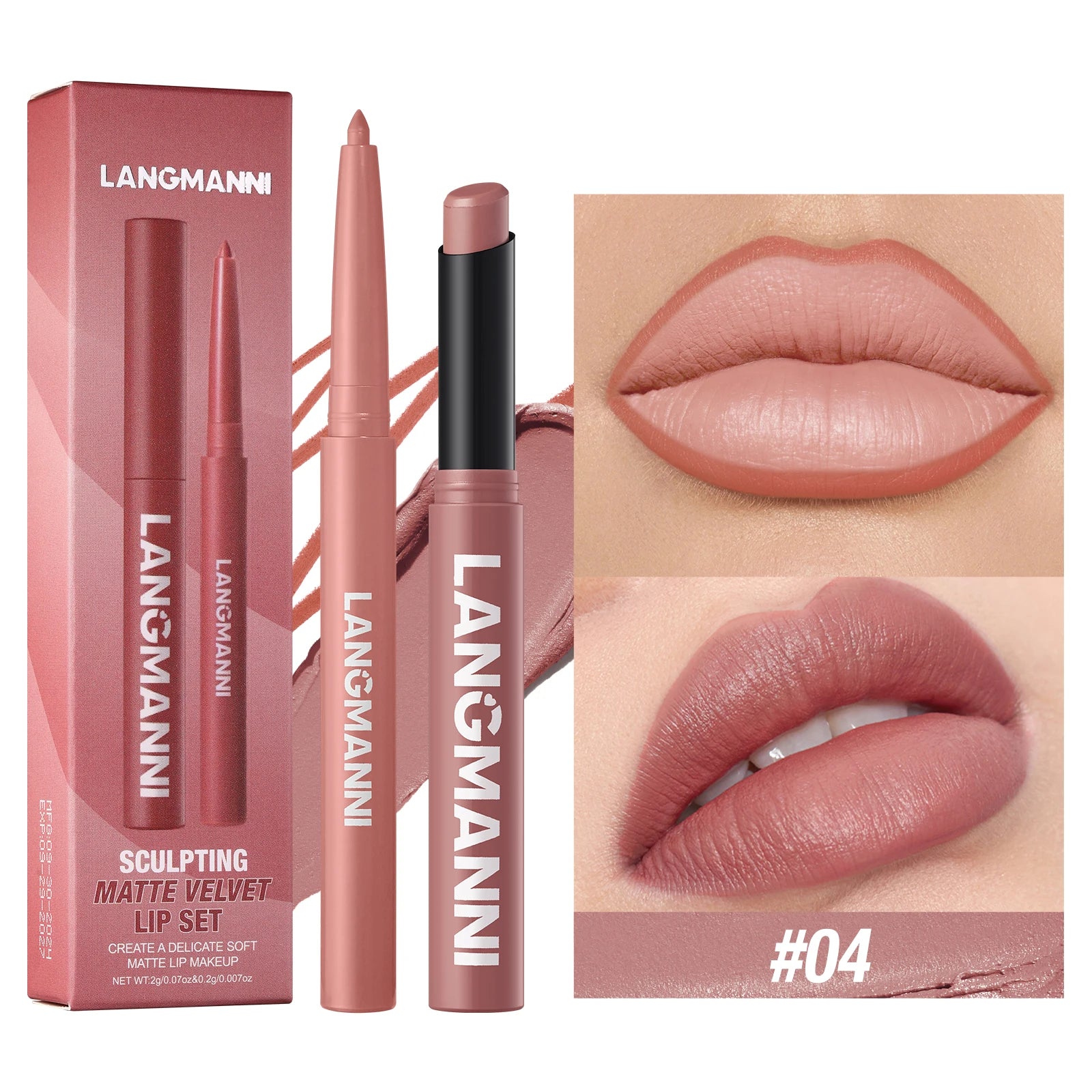 Langmanni waterproof lipliner+lipstick